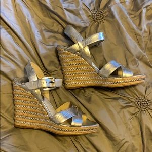 Michael Kors silver wedge leather